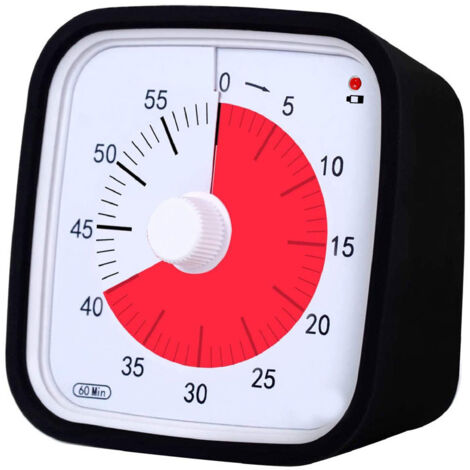 Temporizador visual con funda protectora, temporizador de 60 minutos para niños y adultos, adecuado para cronometrar cuando trabaja, estudia o cocina (negro) (1/5)