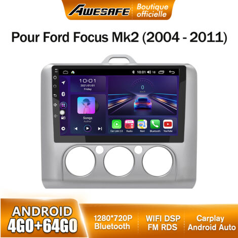 AWESAFE Autoradio Android 13 pour Ford Focus Mk2 (2004-2011) 4Go+64Go avec 9'' écran Tactile Carplay Android Auto GPS Bluetooth FM