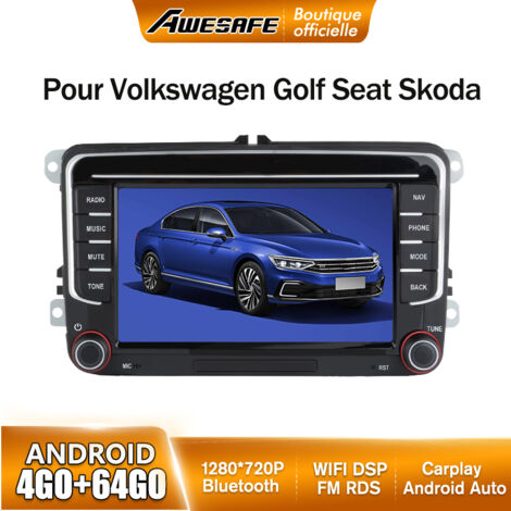 AWESAFE 4G Autoradio Android 13 pour VW Polo Passat Skoda Glof Seat 4Go+64Go avec 7'' écran Tactile Carplay Android Auto RDS GPS (1/5)