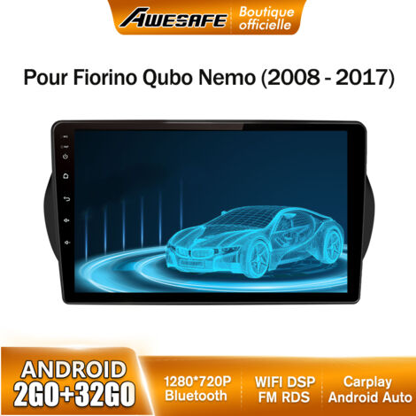 AWESAFE Autoradio Android 13 pour Fiorino Qubo Nemo (2008-2017) 2Go+32Go 9''écran Tactile Bluetooth Carplay Android Auto GPS WiFi (1/5)