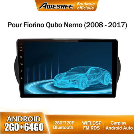 AWESAFE Autoradio Android 13 pour Fiorino Qubo Nemo (2008-2017) 2Go+64Go 9''écran Tactile Bluetooth Carplay Android Auto GPS WiFi (1/5)