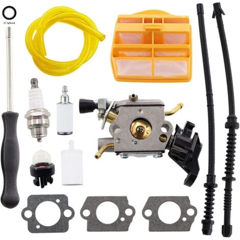 Vergaser mit Dichtung, Luftfilter und Kraftstoffleitung für Husqvarna 445, 445E, 450 und 450E Kettensägen. Jonsered CS2245 und CS2250 Kettensägen. Ersetzt Zama C1M-EL37B 506450401 (1/5)