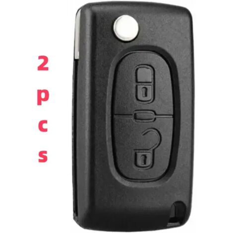 2-Tasten-Schlüsselgehäuse, kompatibel mit CE0523 Klappschlüssel für Peugeot 207 307 308 407 408 3008 5008 Citroen C2 C3 C4 C5 C6 C8 (2 Tasten, CE0523) (1/4)