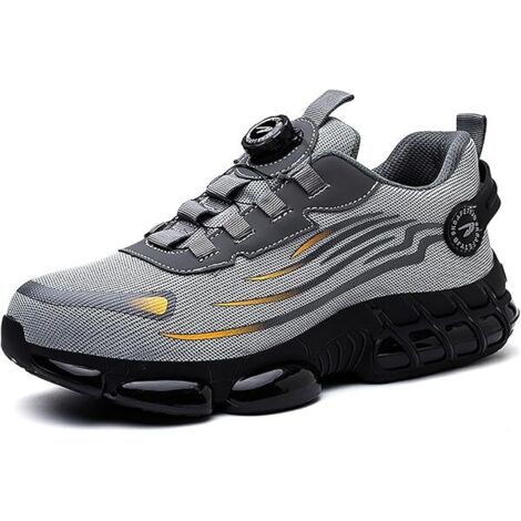 S3 Sicherheitsschuhe, leicht und atmungsaktiv, stylische Zehenschutzkappe mit Drehfunktion, sportliche Schuhe, stoß- und stahlfeste Zehenkappe, keine Schnürsenkel erforderlich, Größe 46