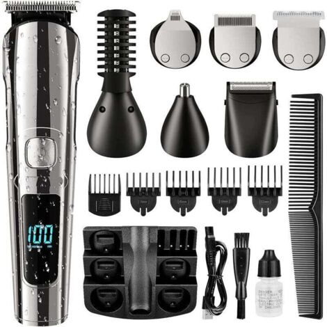 Barttrimmer, kabelloser Haarschneider für Männer, wasserdichter elektrischer All-in-One-Rasierer für Körper, Schnurrbart, Nase, Ohren und Gesicht, USB-aufladbar (1/5)
