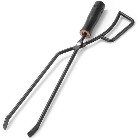 Kaminholzzange mit isoliertem Holzgriff für besseren Halt, Campingausrüstung, robuste 42,5 cm Kaminholzzange, Kaminzubehör, Kaminabdeckung mit Brandschutz