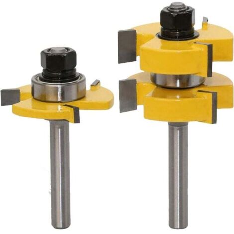 Set aus 2 Nut- und Feder-Schlagmessern, 8-Griff, 3-Zahn-T-förmiges Messerset, 8-mm-T-Schaft-Holzbearbeitungswerkzeug (1/5)