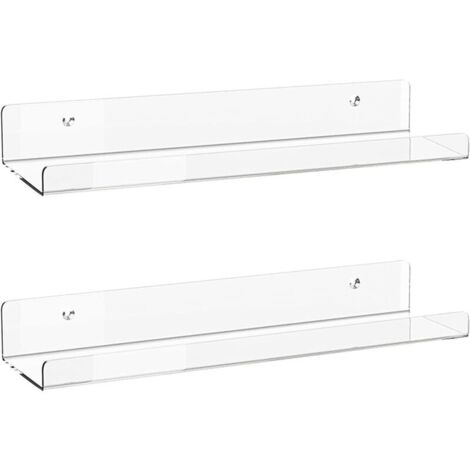 Set mit 2 unsichtbaren, schwebenden Acryl-Wandregalen – Schwebende Wandregale für Kinderzimmer, Bücherregal, Gewürzregal, Badezimmer für Kosmetikartikel, Fotos, Bücher, Gewürze (1/5)
