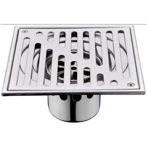 Quadratischer Edelstahl-Bodenablauf für Badezimmer mit Ablassventil, großer Durchmesser 150 mm (1/4)