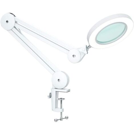 Vergrößerungsleuchte, Arbeitsleuchte – mit 105-mm-Glaslinse, 5 Dioptrien, Metallklemme, Schwenkarm, dimmbarem Licht in 3 Farbmodi, 16 Watt weiß (1/5)