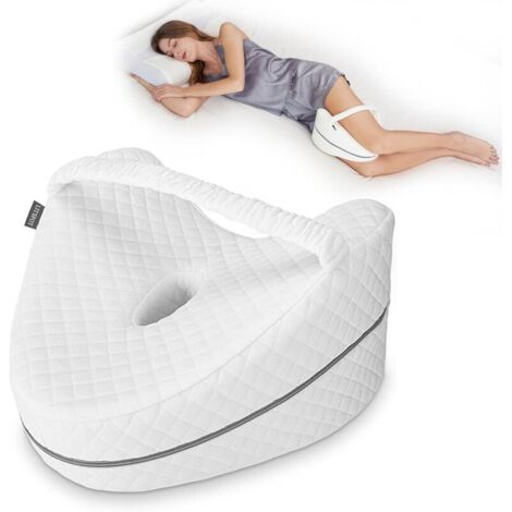 Beinkissen, orthopädisches Kniekissen, ergonomisches Kniekissen mit Memory-Schaum für besseren Schlafkomfort, Druckentlastung für Hüfte, Beine und Knie, Weiß (1/4)