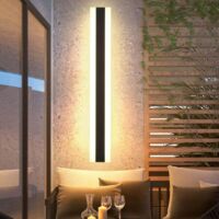 Lange LED-Wandleuchte für Villen und Veranden, IP65-Außenleuchte, wasserdichte schwarze LED-Leiste – 60 cm, warmweißes Licht