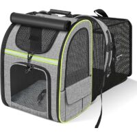 Haustierrucksack mit Netzfenster, erweiterbarem Stauraum, tragbar und faltbar mit Sichtfenster, atmungsaktiver Hunderucksack aus wasserdichtem Oxford-Gewebe, ideal für...