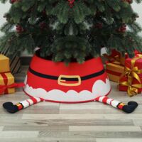 Dekorative Weihnachtsbaumdecke mit roter 3D-Weihnachtsmannmütze, unbeleuchtete Tischdekoration für Zuhause, Büro und die Feiertage