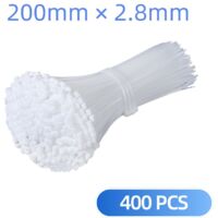 400 professionelle Kabelbinder, 200 x 2,8 mm, weißer Kabelbindergriff, temperaturbeständig