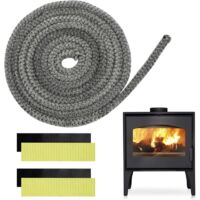 Geflochtene Dichtung für Einsätze und Öfen, 6 mm x 3 m, Kamineinsatzdichtung mit 4 Streifen für Holzöfen, Kamine, hitzebeständige Backofentüren bis 550 °C
