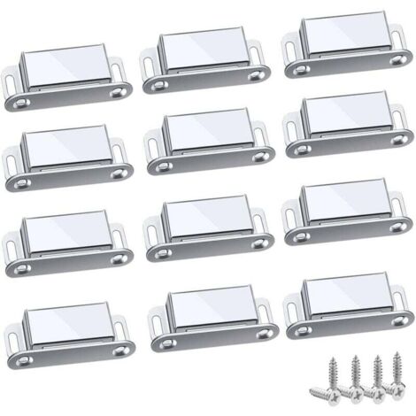 Forehill – Loquet magnétique 12 pièces – Acier inoxydable 304 – Force de traction jusqu'à 10 kg – Pour armoires et tiroirs – Installation facile - 45mm-12pc