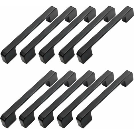 10pcs Poignée Meuble Entraxe 128mm-Poignée Porte Cuisine Noire Poignee Barre Meuble Poignee De Cuisine Noire 128mm (1/5)