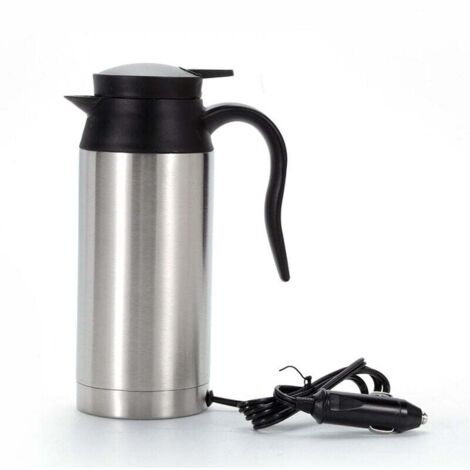 FOREHILL Bouilloire électrique de voyage, bouilloire électrique pour voiture en acier inoxydable portatif de 750 ml 12V avec une tasse de chauffage pour voiture en caoutchouc scellée pour eau chaude (1/5)