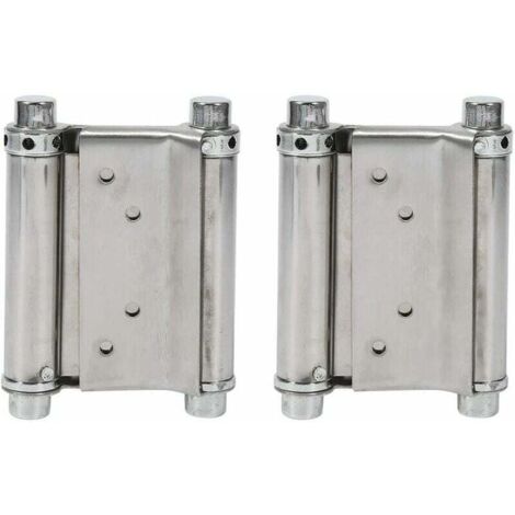 Forehill – Charnières à ressort double action en acier inoxydable – Lot de 2 – Capacité de charge jusqu'à 15 kg – Pour portes battantes et saloon