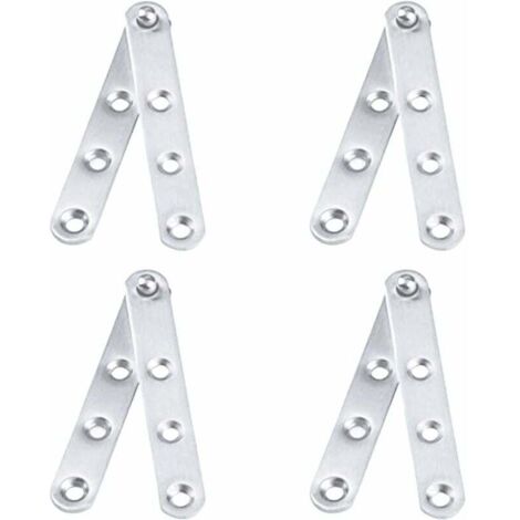 Lot de 4 Charnières Pivot Porte(100x16mm) en acier inoxydable, Pivote à 360 ° ,Pivote vers le bas , Pour porte d'armoire, armoire à chaussures-Argent