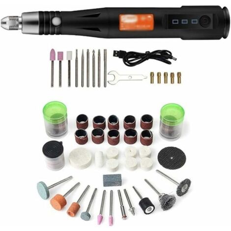 Outil Rotatif Sans Fil, 105PCS 5V Kit Mini Perceuse à 3 VitessesEnsemble d'Outils Rotatifs avec Eclairage LED