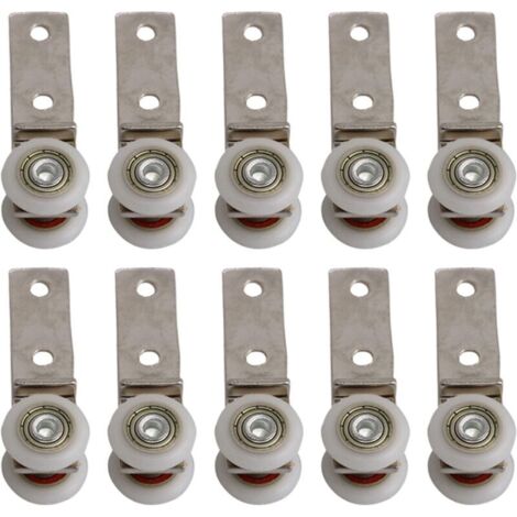 FOREHILL 6,5 x 1,9 cm Coude de conduit en métal Roulement Bloc de poulie avec deux Plastique de roue pour porte coulissante fenêtre Cabinet (1/5)