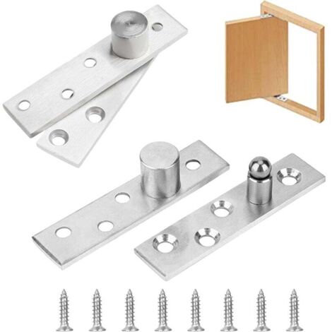 FOREHILL Paquet de 4 Charnières de Porte à Rotation à 360 degrés, Charnières à Pivot Dissimulées en Acier Inoxydable 75x17mm Haut de La Page,Eccentric Pivot