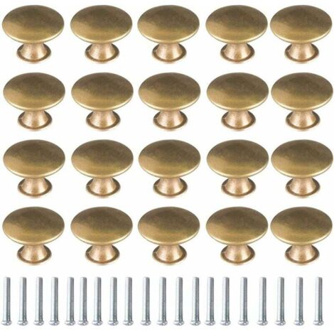 FOREHILL Bouton de Porte Laiton 20 Pièces Vintage Laiton Poignées Boutons de Meuble Boutons Porte de Tiroir Poignée de Meuble Bouton de Meuble Vintage pour Tiroir Armoire Meuble Cuisine de Placard (1/5)