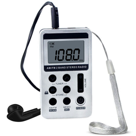 FOREHILL Hanrongda Hrd-103 Am Fm Radio Numerique 2 Bandes Recepteur Stereo Portable Radio De Poche W / Ecouteurs Lcd Ecran Batterie Rechargeable Longe, Le Noir (1/4)