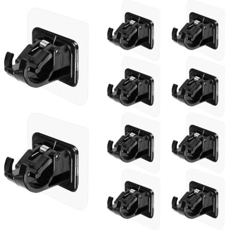 Forehill – Lot de 10 supports de tringle à rideau auto-adhésifs – Installation sans perçage – Capacité de charge 3 kg – Pour surfaces lisses (1/5)