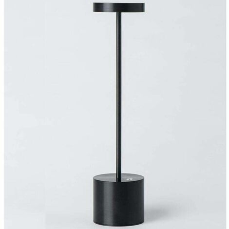 FOREHILL Lampe De Table Sans Fil, Batterie Rechargeable , 2 Niveaux De Luminosité, Lampe De Chevet En Métal, Pour Salon, Chambre à Coucher, Bureau, Studio (Noir) (1/5)