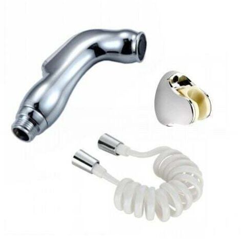 Pulvérisateur de bidet pour toilettes,bidet de douche à main multifonction,pistolet de pulvérisation de type presse,décharge d'eau à un bouton (avec tube à ressort de 1,5 m + support perforé) (1/4)