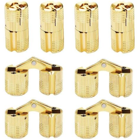 Charnière cachée en cuivre pur 8pcs10MM charnière cachée en cuivre charnière cylindrique à un mot，Pour meubles de maison, portes et fenêtres, etc. (1/5)