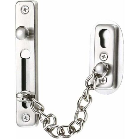 FOREHILL Chaîne de sécurité,chaîne de porte en acier inoxydable 304,serrure à chaîne de porte avec vis,utilisée pour les portes et fenêtres intérieures des hôtels familiaux,argent chromé brossé (1/5)