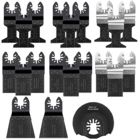 Lame de Scie Oscillante, 21PCS Mixte Outil Multi-Usage Kit, avec Accessoires de Universel Outil Multifonction Oscillant à Libération Rapide pour Coupe General Multi-Tool (Noir)