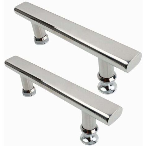 Lot de 2 Poignée de Porte de Douche Chromé de 145mm - Transparent (1/5)