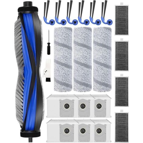 22 Accessoires pour ECOVACS DEEBOT X9 PRO/X11 PRO Omni Robot Aspirateur: 1 Brosse Principale, 6 Brosses Latérales, 6 Sacs à Poussière,4 Filtres,3 Rouleaux de Lavage,1 Brosse de Nettoyage, 1 Tournevis (1/5)