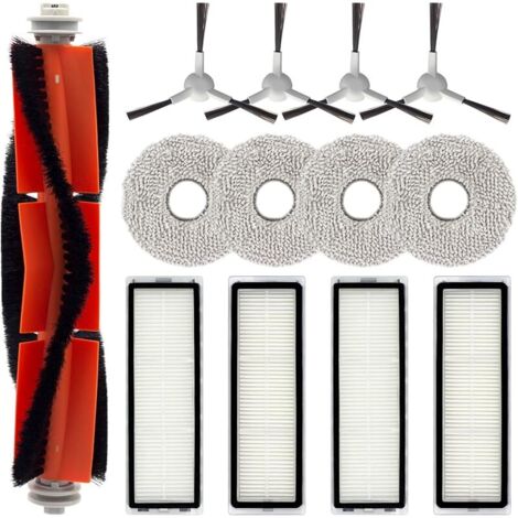 Kit accessoires compatibles pour robot aspirateur Xiaomi S10+ / S10 Plus, incluant 1 brosse principale, 4 brosses latrales, 4 serpillires et 4 filtres (1/5)