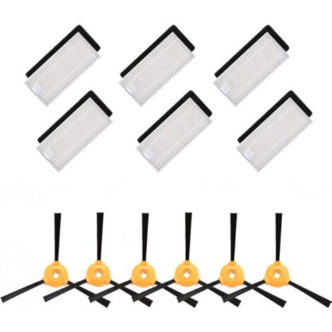 FOREHILL Kit accessoires de rechange 6 brosses latrales + 6 filtres HEPA + 6 ponges compatibles avec les aspirateurs Ecovacs Deebot 500 / 600 / 601 / 605 (1/5)