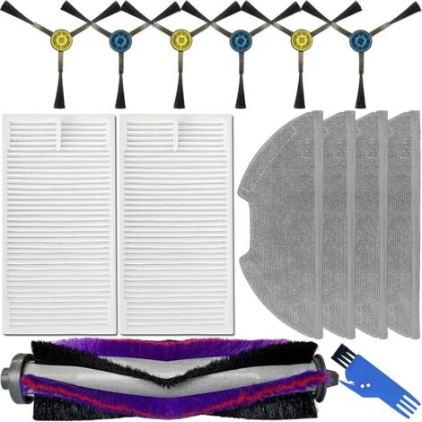 EATBALE Kit accessoires de remplacement pour Eureka NERE10s E10S, pour Midea M9, pour Obode A8, A8 Plus Robot Aspirateur Pices, 1 Brosse principale, 6 Brosses latrales, 4 Mop Pads, 2 Filtres HEPA (1/5)