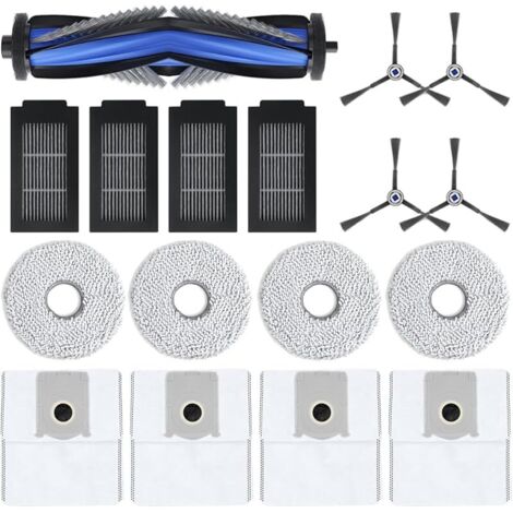 FOREHILL Lot de 17 accessoires pour robot aspirateur Ecovacs Deebot T50 Pro Omni / T50 Omni /T50 Max /T50 Max Pro/T50 Pro. 1 brosse principale, 4 FOREHILL, 4 sacs poussire, 4 filtres, 4 brosses (1/5)