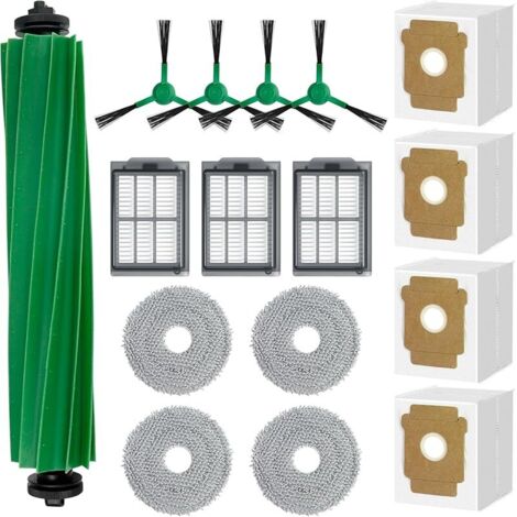 Kit de 16 pièces de rechange pour aspirateur pour iRobot Roomba Plus 505/405, pièces accessoires, 1 brosse principale, 3 filtres HEPA, 4 brosses latérales, 4 sacs à poussière, 4 chiffons (1/5)