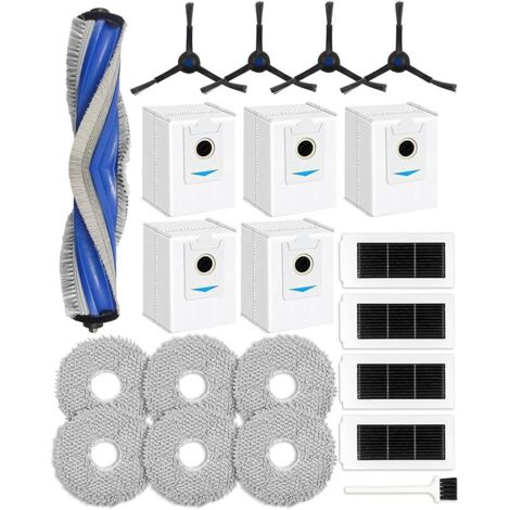 iRobacc Lot de 21 Pices de Rechange Compatibles avec Aspirateur ECOVACS DEEBOT X5 Pro, X5 Omni, 1 Brosse Principale, 4 Brosses Latrales, 5 Sacs Poussire, 4 Filtres Hepa, 6 Tampons de Nettoyage (1/5)