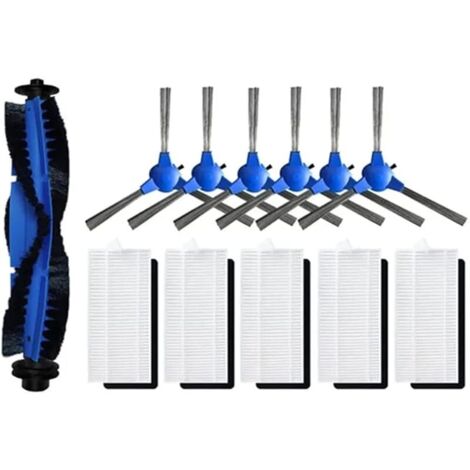 FOREHILLLot de 12 accessoires de rechange pour aspirateur robot Venga VG Rvc 3000 3001, 1 brosse rouleau principale, 5 filtres HEPA, 6 brosses latrales (1/5)