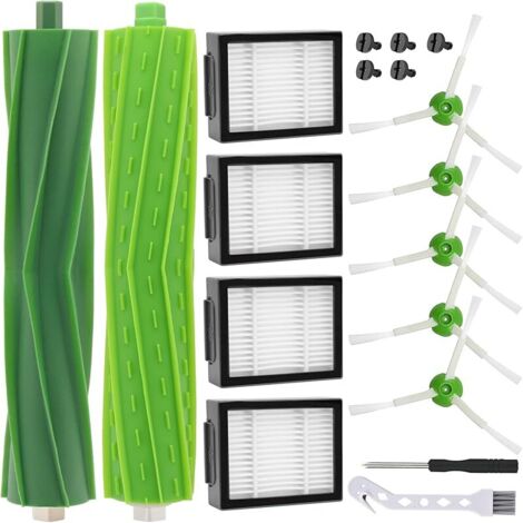 FOREHILL Accessoires de Remplacement Brosse pour iRobot Roomba i7 i7+ i3 i3+ i4 j7 E5 E6 E7, 1 Paire de Brosses Principale, 4 Filtres, 5 Frosses latrales (1/5)