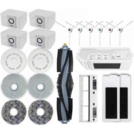 Kit accessoires de rechange de 21 pices compatibles avec Ecovacs pour DEEBOT pour T20 pour aspirateurs robots OMNI u2013 1 brosse rouleau, 6 brosses latrales, 4 chiffons de serpillre, 2 filtres, 1 (1/5)