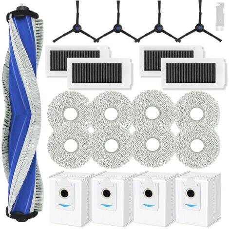 FOREHILL Accessoires pour ECOVACS DEEBOT X5 Omni, Pice de Rechange pour ECOVACS X5 Pro Omni avec 1 Brosse Principale, 8 Chiffons, 4 Sacs Poussire, 4 Filtres HEPA, 4 Brosses Latrales (1/5)