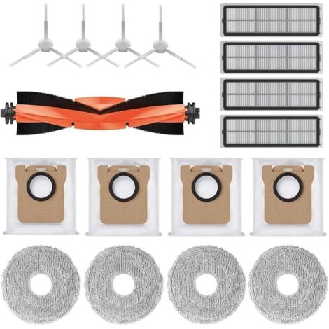 FOREHILL Accessoires pour Xiaomi Robot Vacuum X10+/X20+ Robot Aspirateur,1 Brosse Principale, 4 Sacs Poussire, 4 Chiffons de Nettoyage, 4 Brosses Latrales, 4 Filtres (1/5)