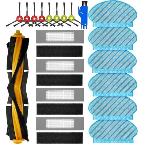 FOREHILL Lot de 20 pices de rechange compatible avec Ecovacs Deebot OZMO 920 950, yeedi 2 hybrid Aspirateur Robot.(6 Serpillires,8 Brosses Latrales,4 Filtres HEPA,1 Brosse Principale) (1/5)